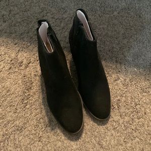 LC Lauren Conrad Black Chunky Wedge Ankle Boots